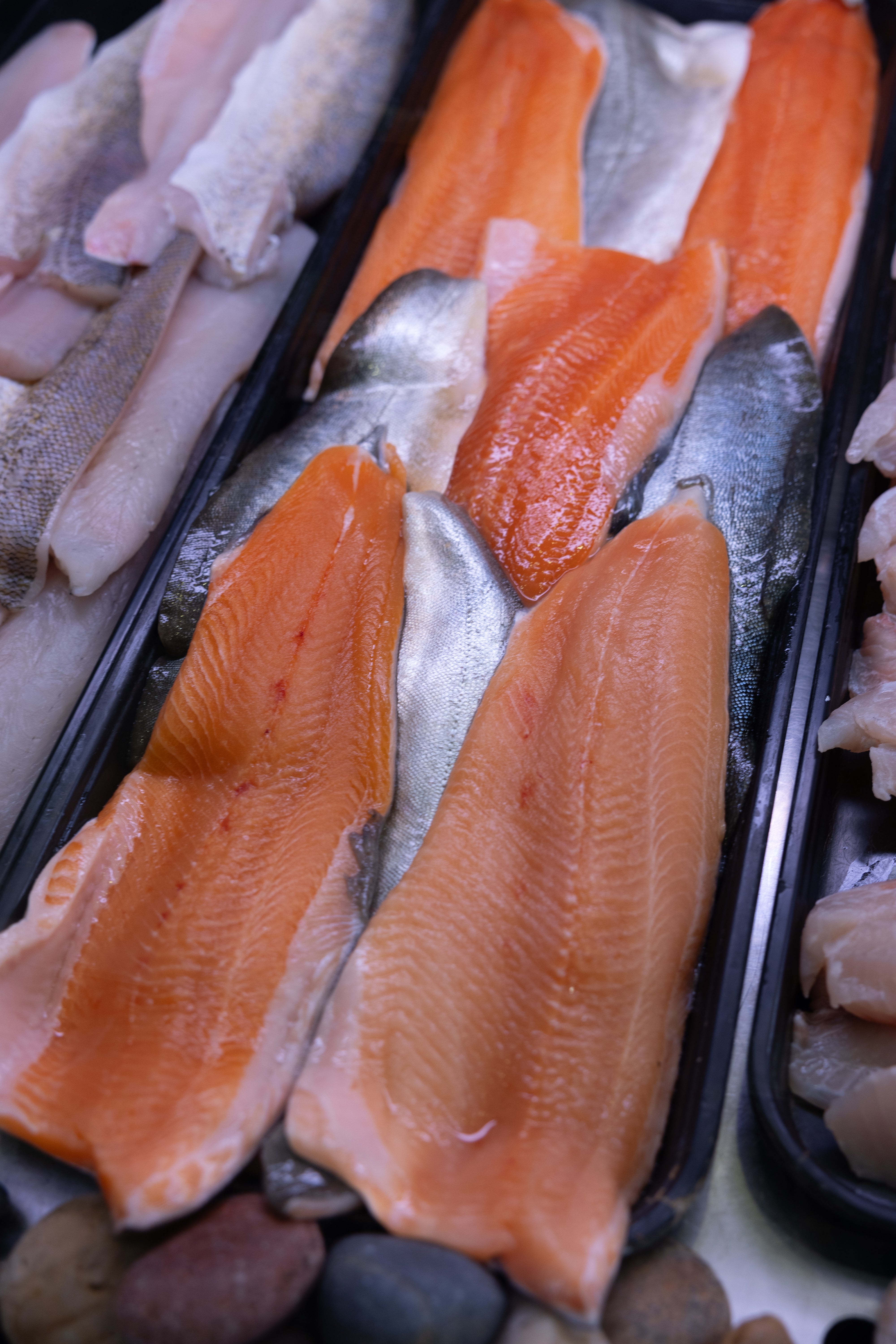 A tray of fillets of arctic char